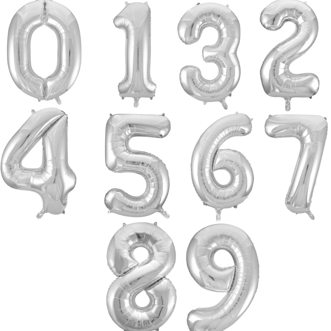 Rose Gold Large Number Balloons with 12 Metallic/Chrome Latex Balloons (28cm)