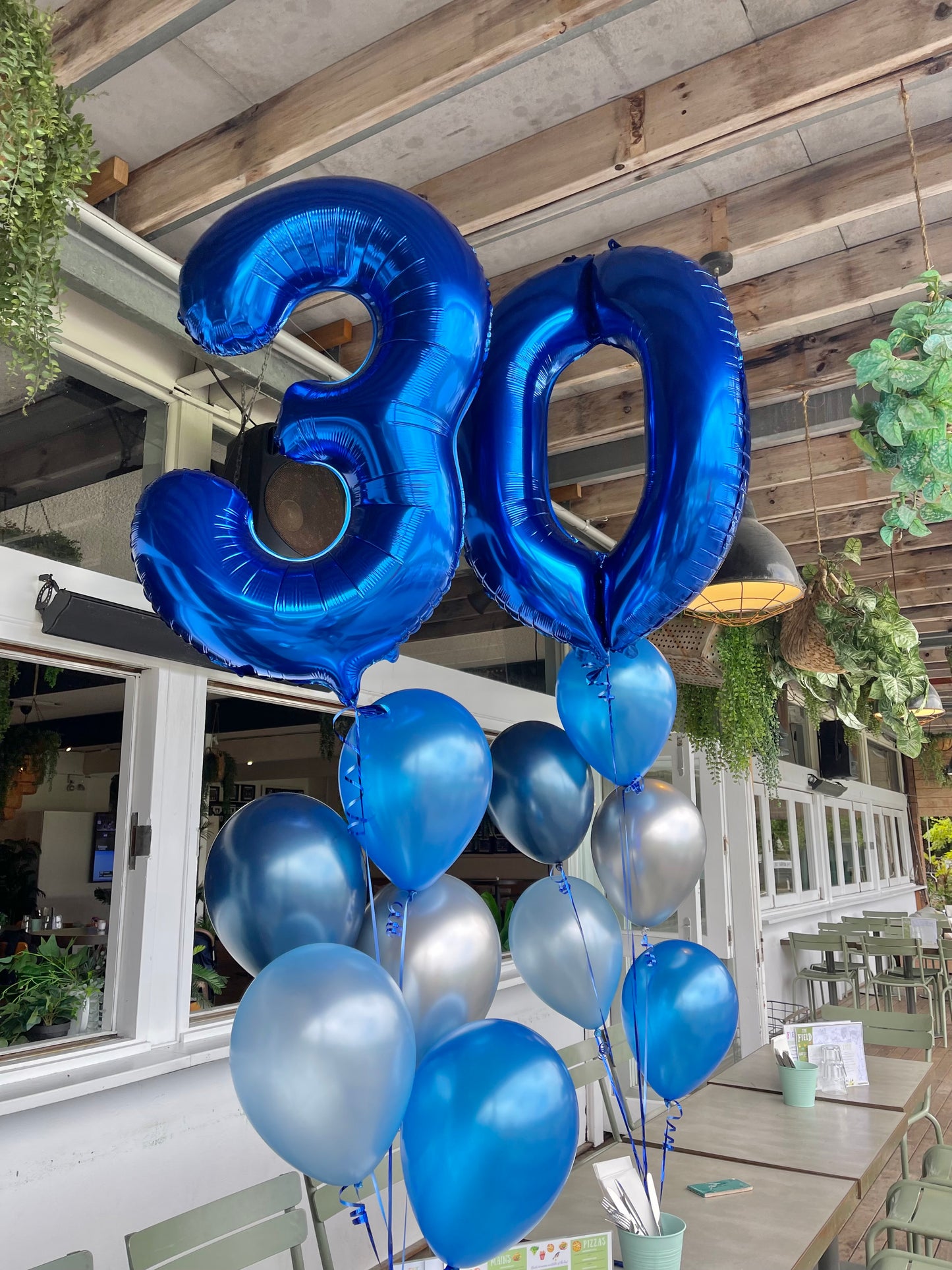 2 Large Number Balloon Bouquet and 10 metallic latex