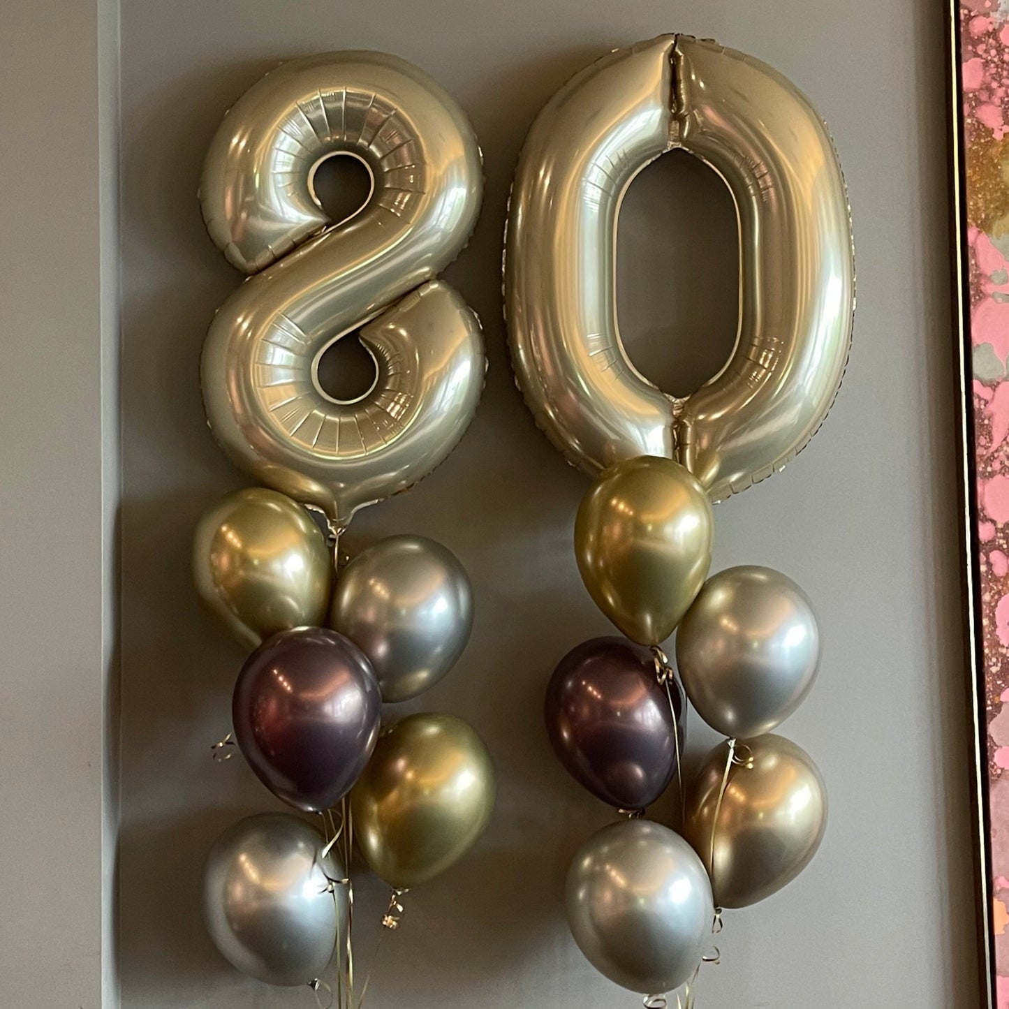 2 Large Number Balloon Bouquet and 10 metallic latex