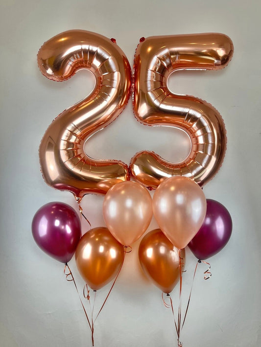 Get ready to party bouquet - 2 Large Numbers and 6 latex