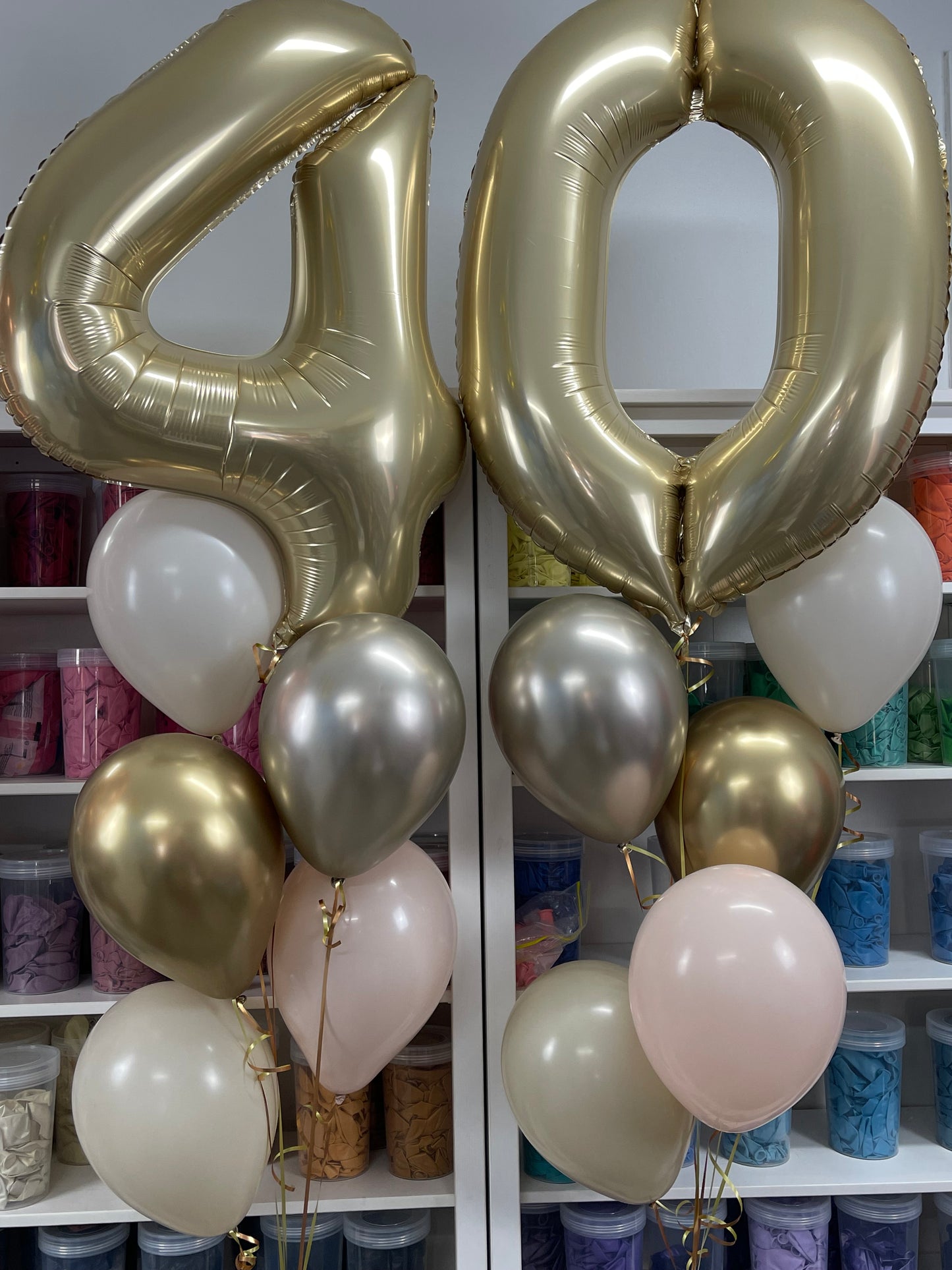 2 Large Number Balloon Bouquet and 10 metallic latex