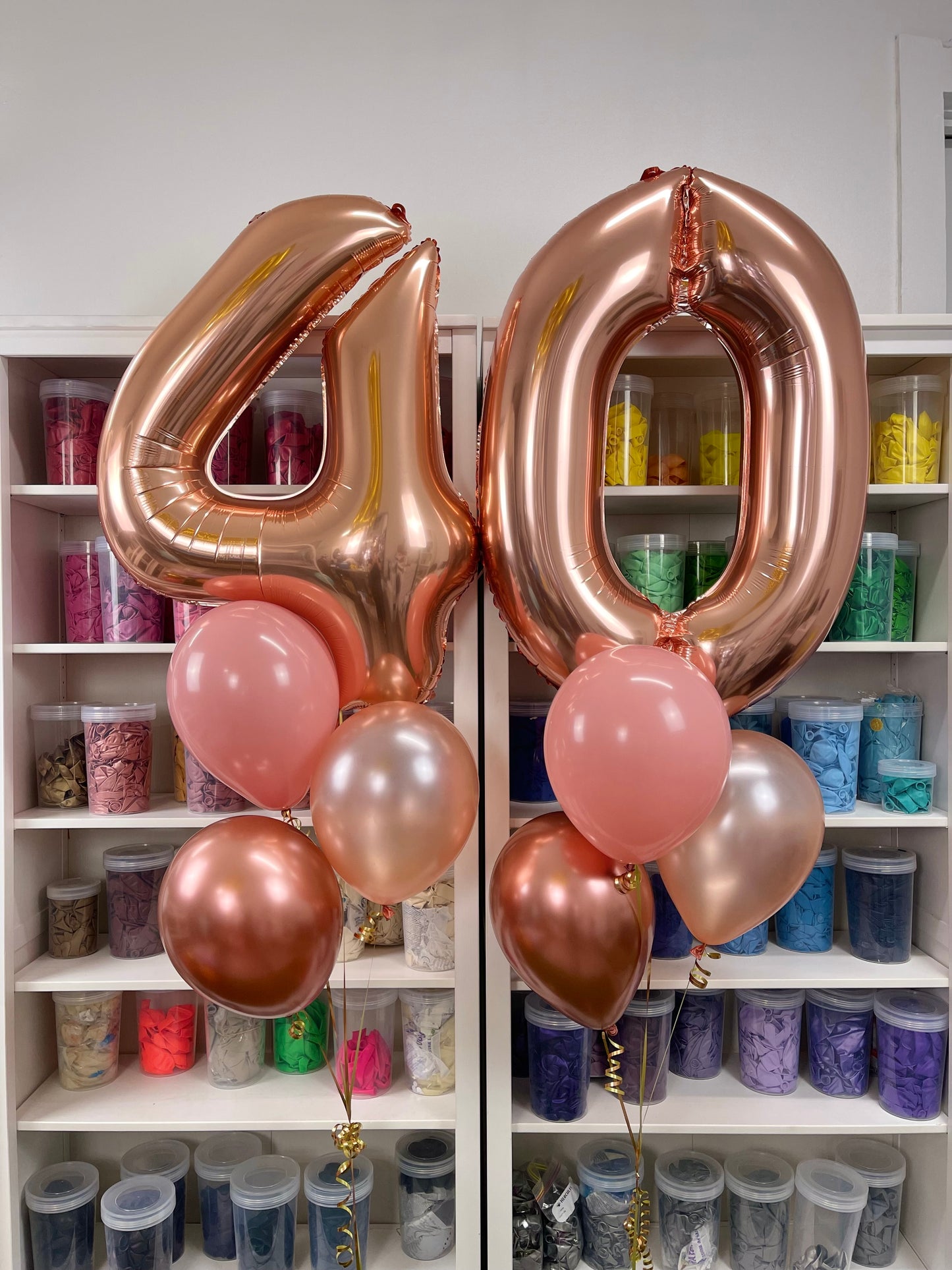 2 Large Number Balloon Bouquet and 10 metallic latex