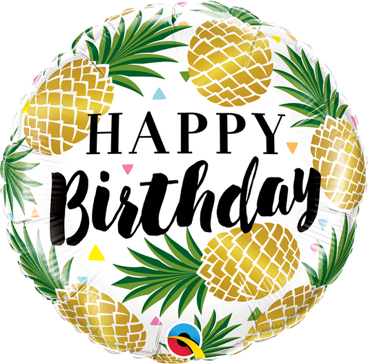 Birthday Golden Pineapple 45cm foil balloon