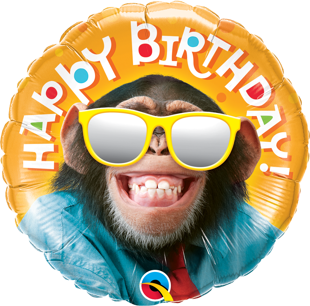 Birthday Smilin' Chimp 45cm foil balloon