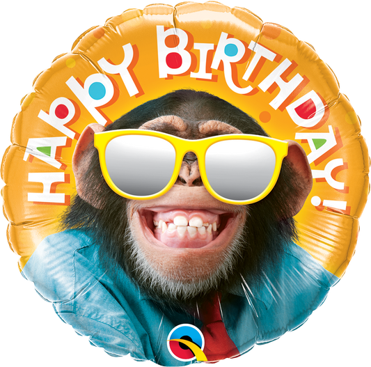 Birthday Smilin' Chimp 45cm foil balloon