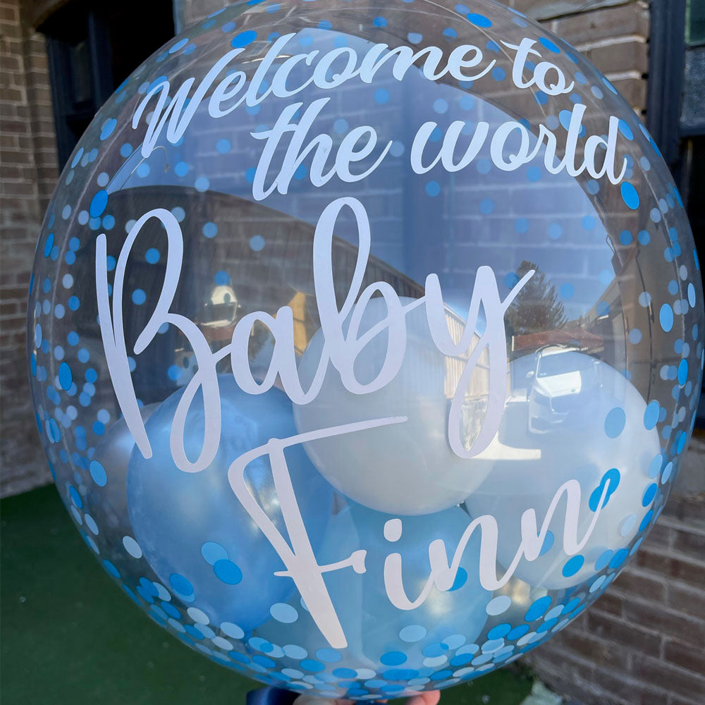 Bubble Balloon - Customised (Blue Confetti Dot)