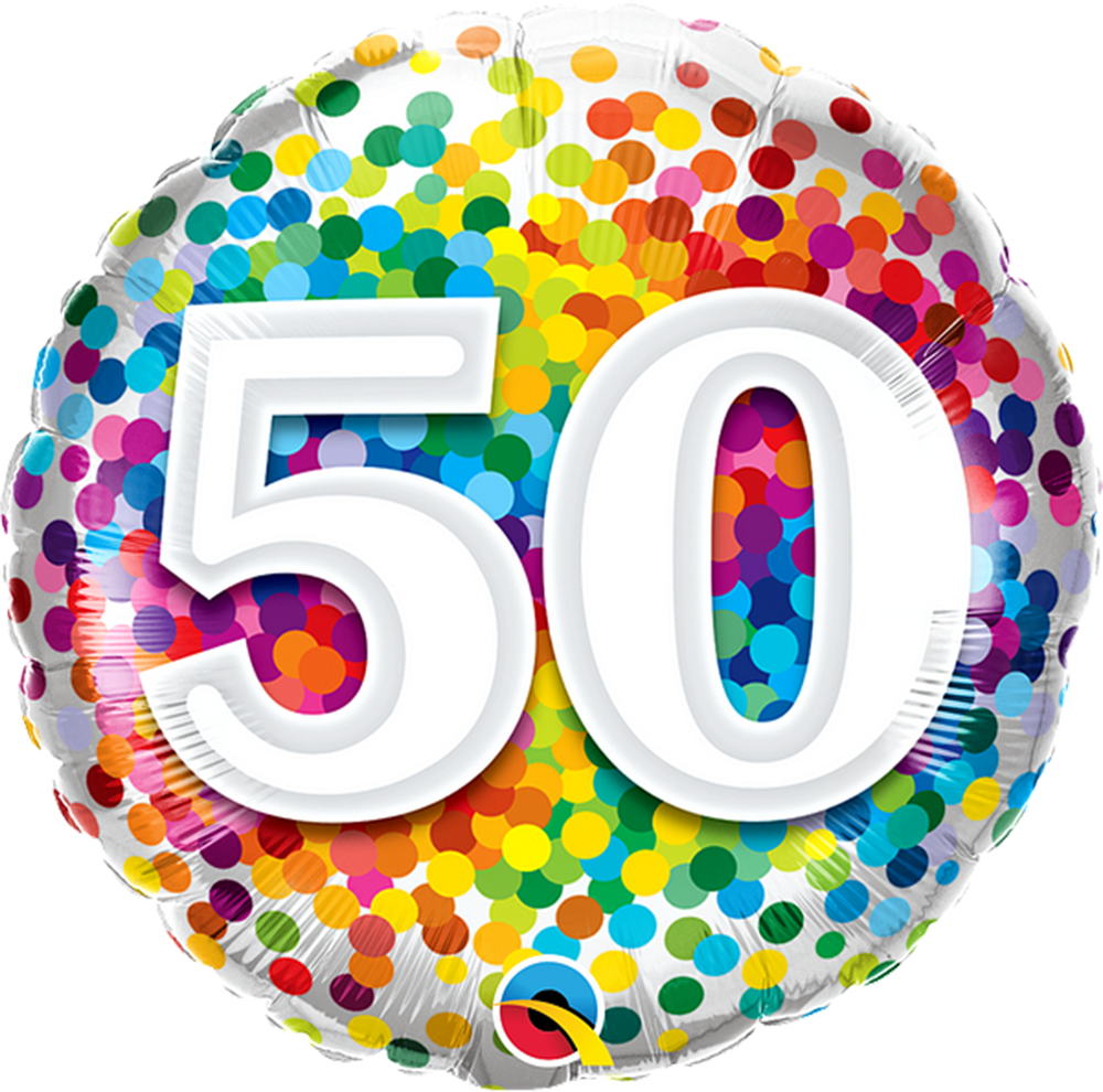 Number 50 - 45cm helium filled foil balloon