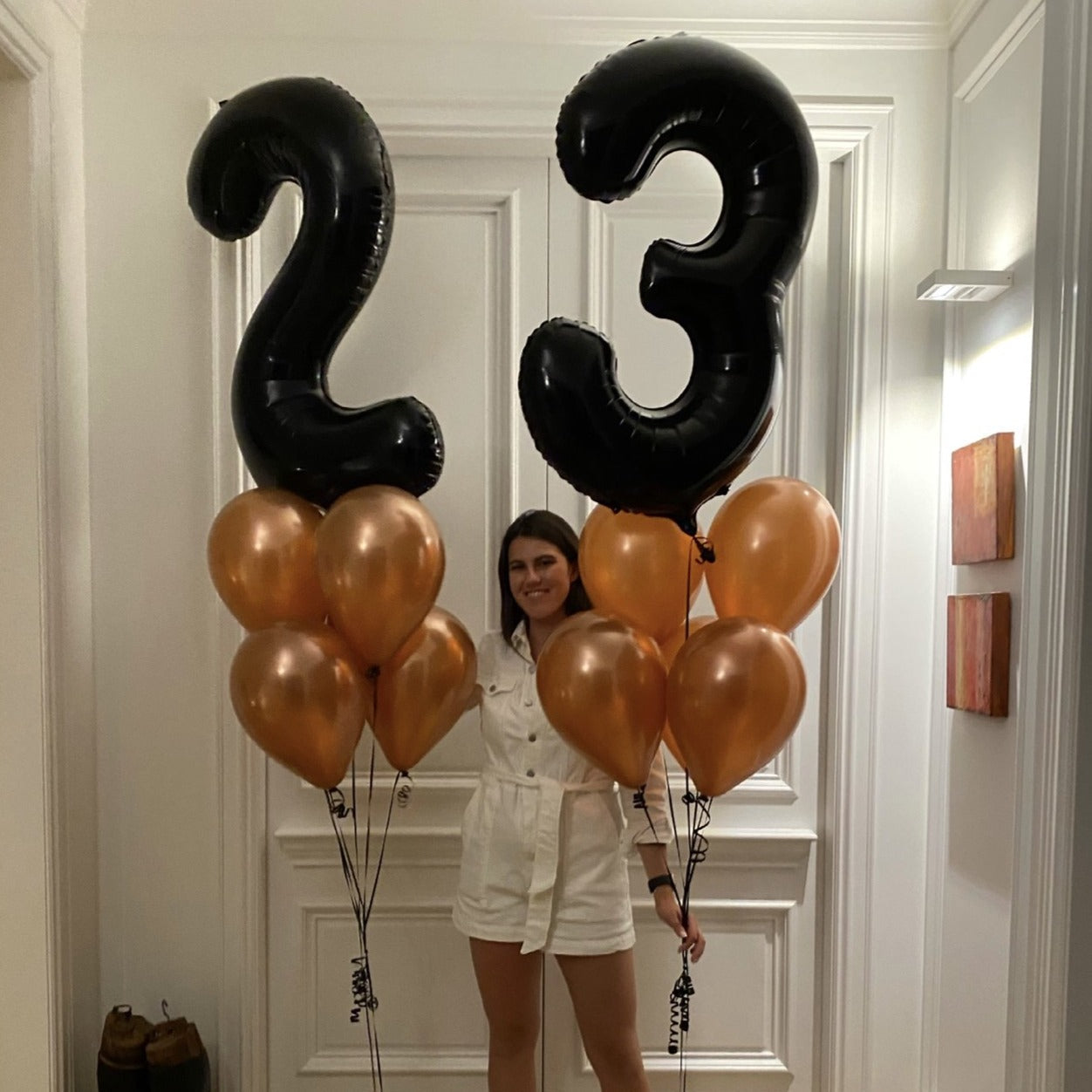 party central - 2 Large Number Balloon Bouquet and 10 metallic latex