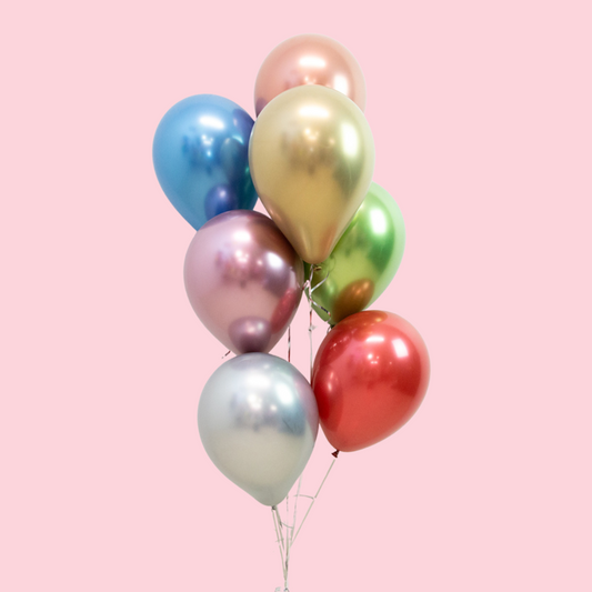 7 x 28cm Metallic Latex Helium Balloons with Hifloat