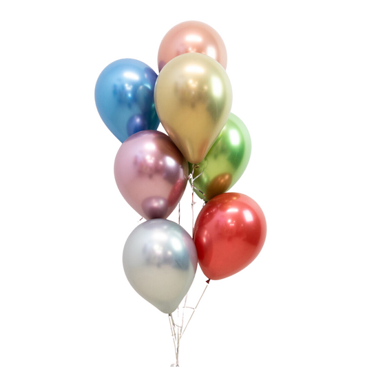 7 x 28cm Metallic latex helium balloons with hifloat