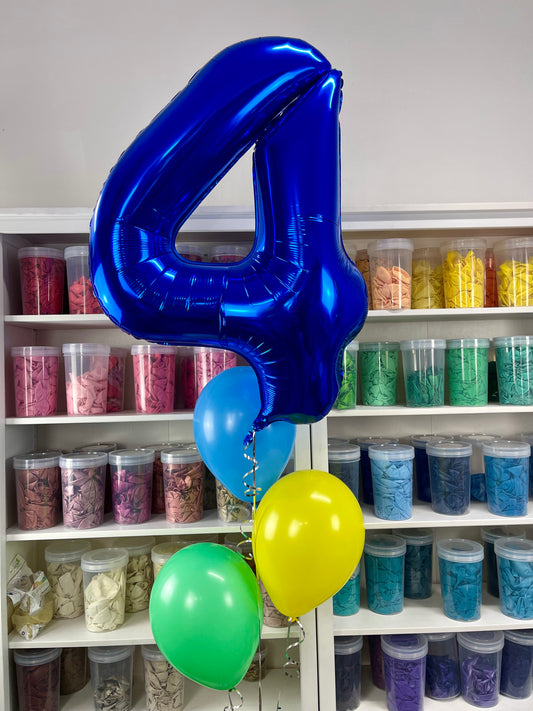 Large Number Balloon and 3 latex balloons