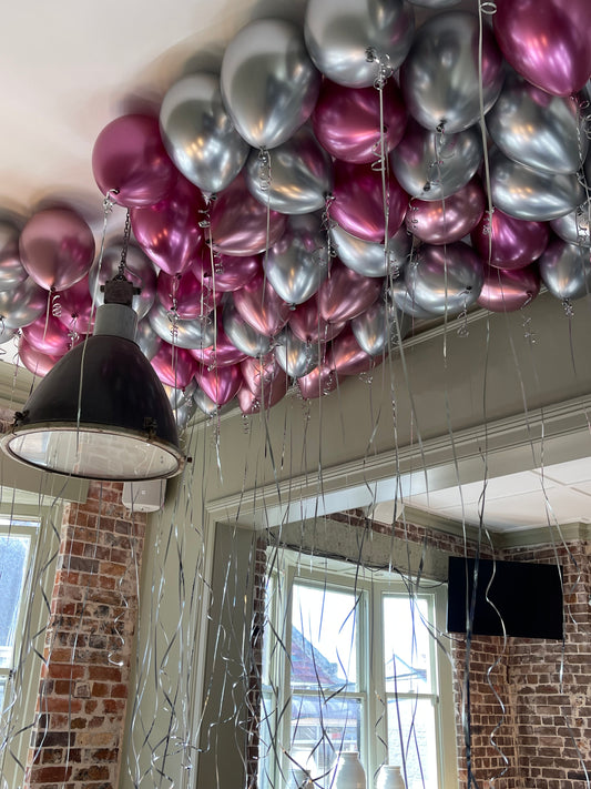 50 Metallic Ceiling Balloon - Silver and Purple