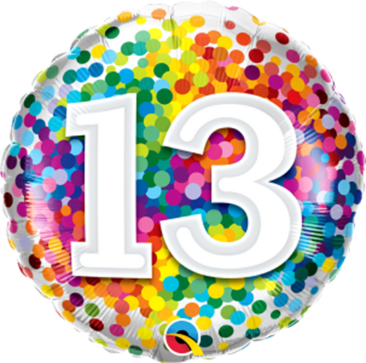 Number 13 - 45cm helium filled foil balloon