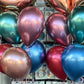 2 Large Rose Gold Numbers with 12 metallic / chrome latex 28cm balloons