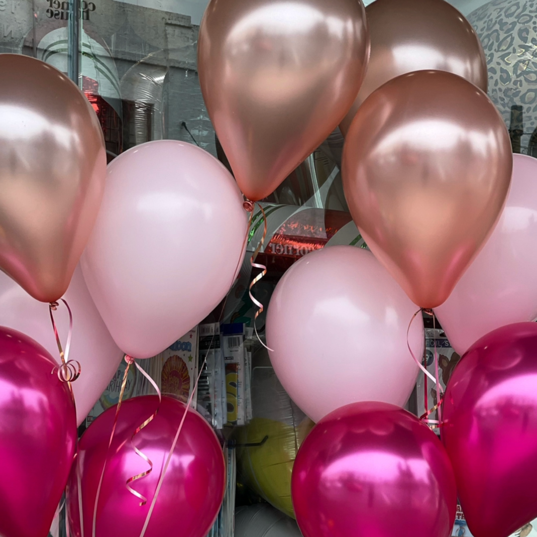 3 shades of pink - 12 x 28cm latex balloons