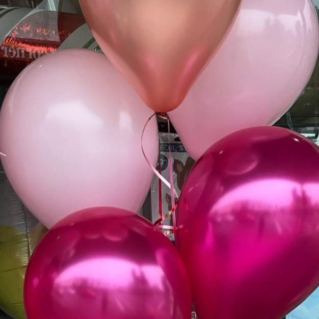 3 shades of pink - 12 x 28cm latex balloons