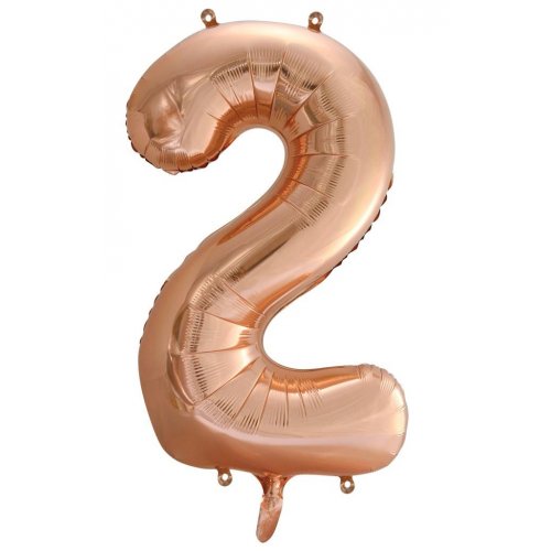 Number 2 Rose Gold uninflated balloon - 86cm