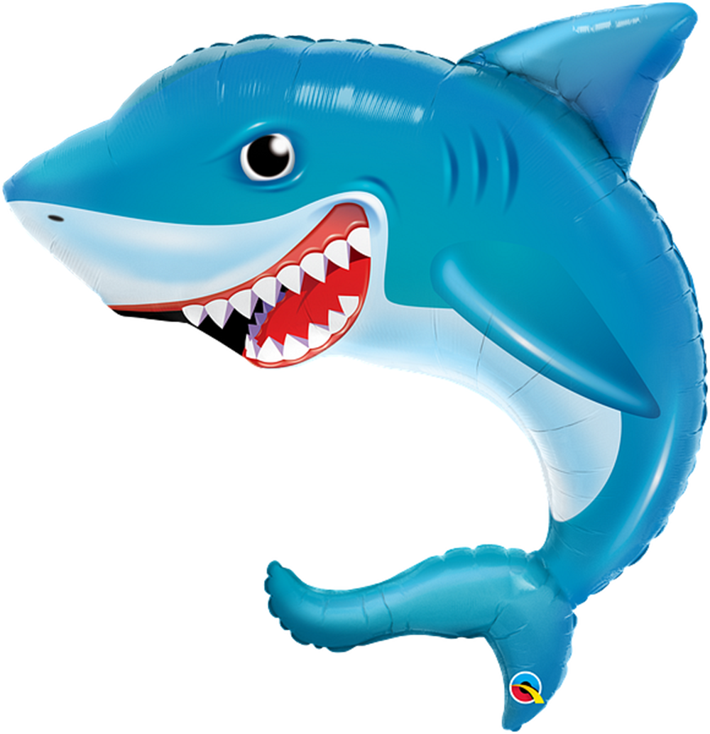 Smiling Shark 92cm foil helium balloon