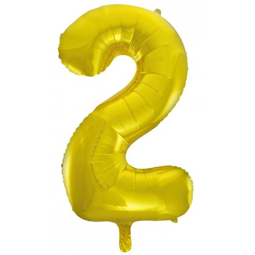 Number 2 Gold uninflated balloon - 86cm